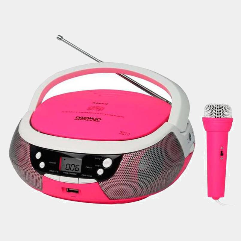 Daewoo Dbu-59 rosa radio CD con USB Mp3 Karaoke