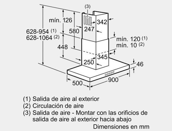 Campana decorativa de pared Bosch DWB097A50 90cm inox Campana decorativa de pared Bosch DWB097A50 90cm inox