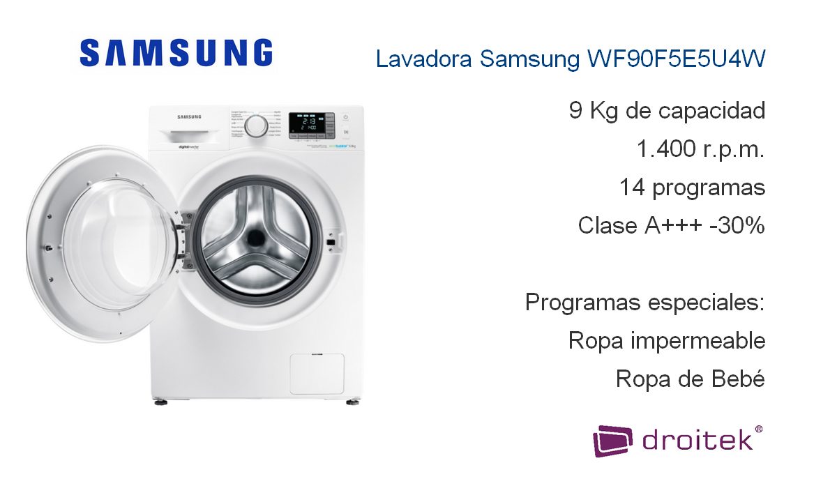 Lavadora Samsung WF90F5E5U4W capacidad y flexibilidad