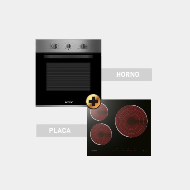 Infiniton Hvcb65h30 conjunto de horno y placa 3 fuegos Inox A