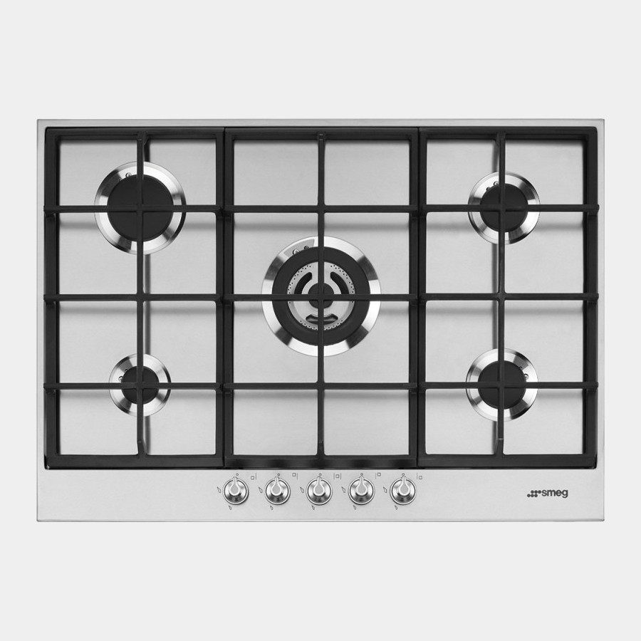 Smeg Px175 placa de gas inox de 5 fuegos 72,5cm